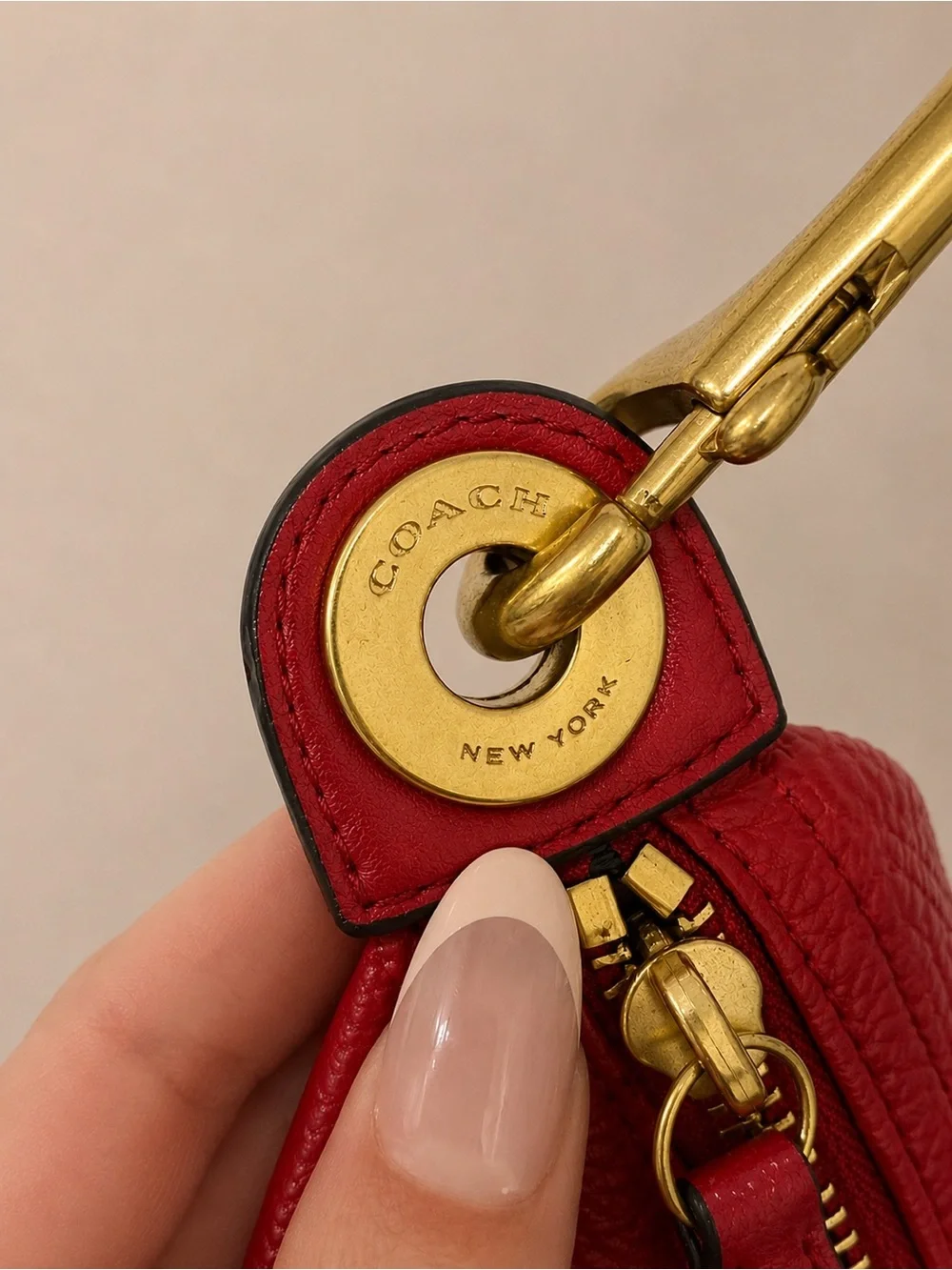 COACH Hadley Luxe Grain Leather Zip Duffle Purse in “Bright Red” LIKE NEW!